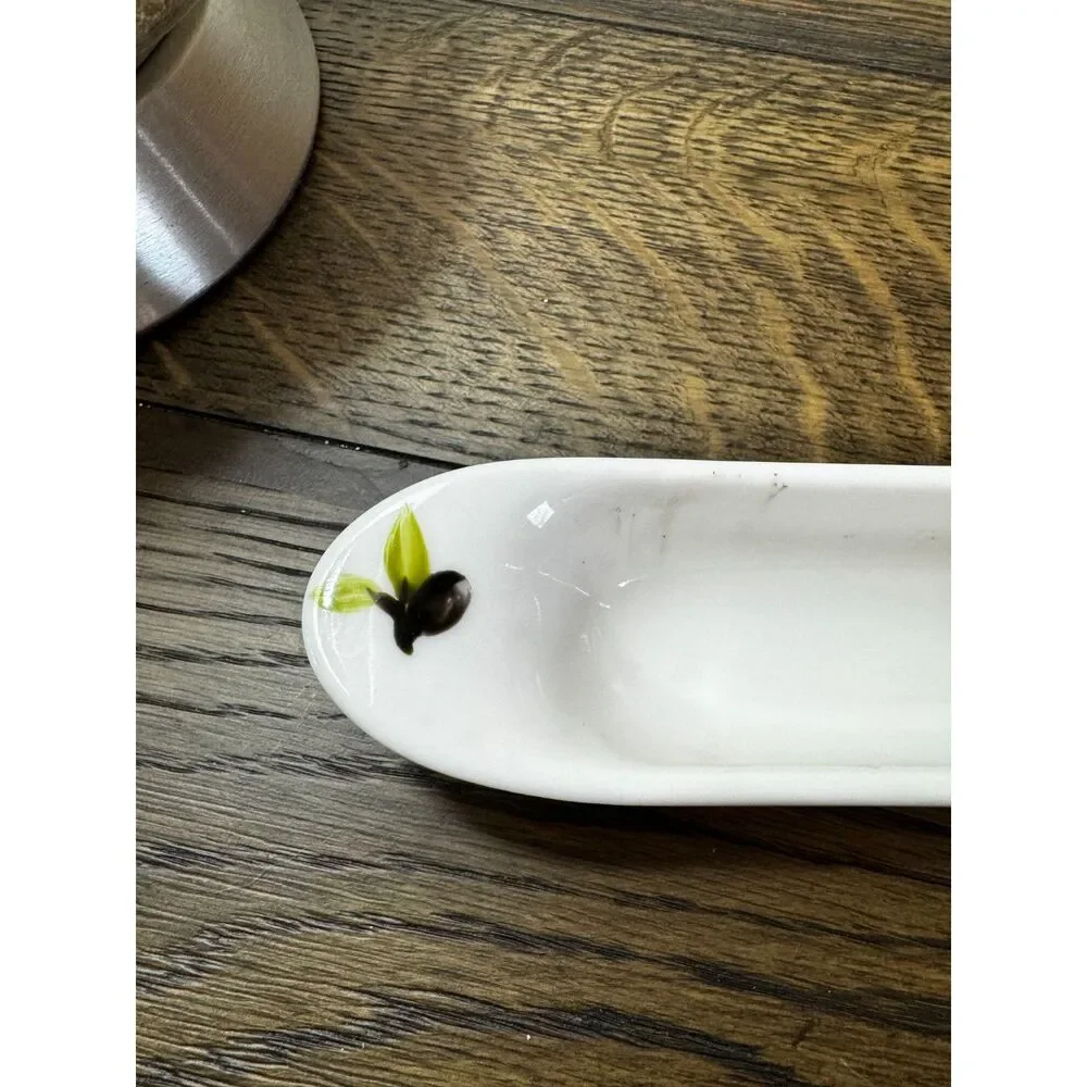 Gorgeous olive serving tray; France - hand painted Olive Fantasy Collection